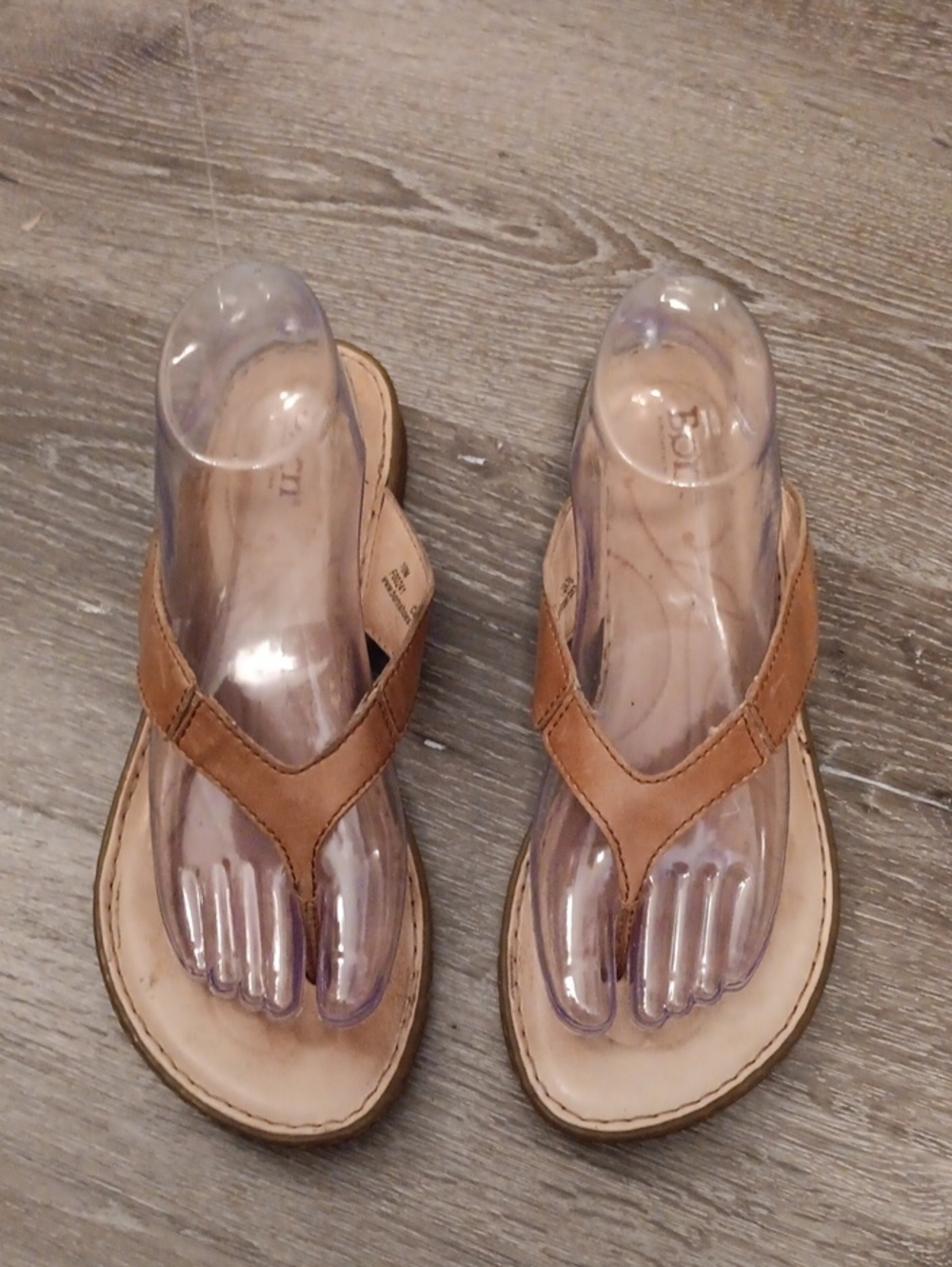 Born Tan Leather Thong Sandals
